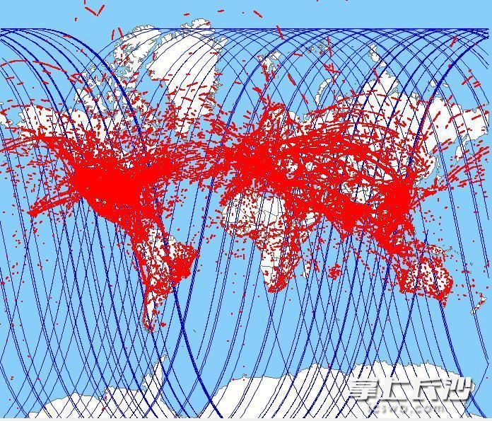 北航空事卫星一号卫星获取的全球航空器分布