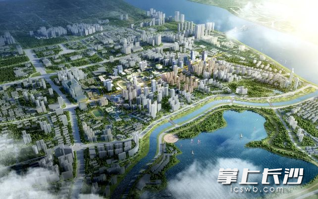 “新湘雅健康城”项目（大河西中央商务区）鸟瞰图。