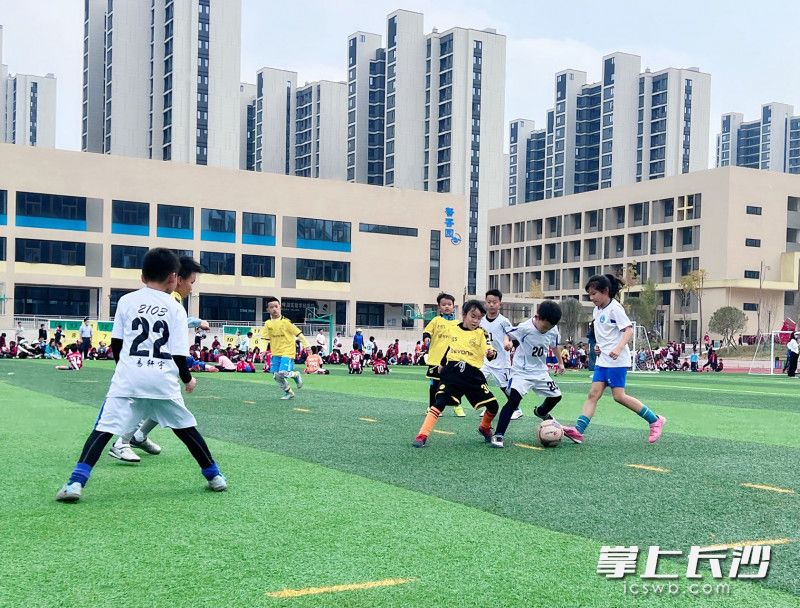 麓山国际洋湖实验学校举行班级足球赛，点燃少年足球激情。全媒体记者 刘俊 摄